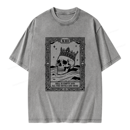 Pagewing Hell Is Empty And All The Devils Are Here Unisex Washed T-shirt