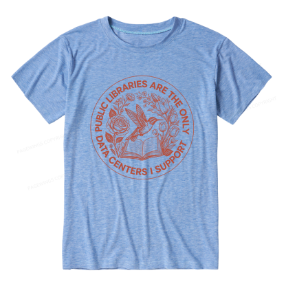 Pagewings Public Libraries are the only Data Centers I Support Bookish Unisex Heather T-Shirt