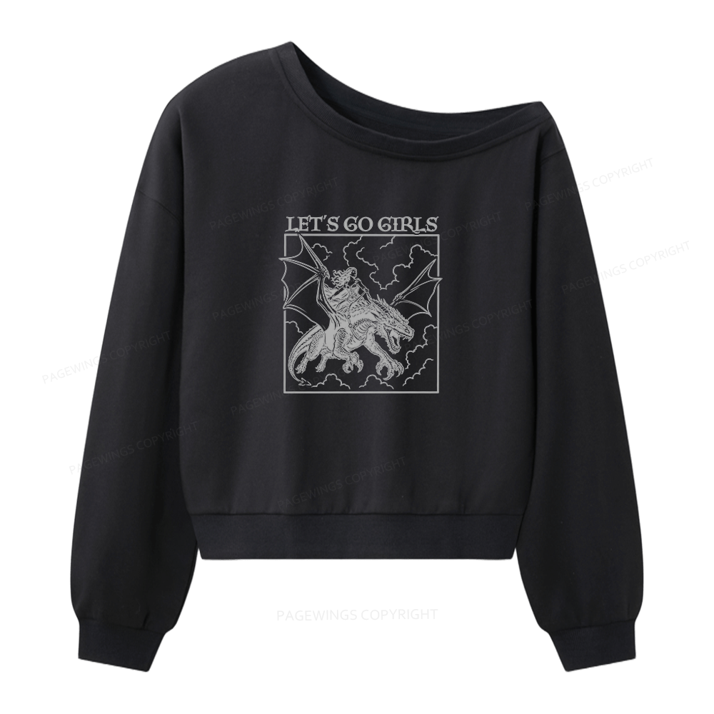 Pagewing Let's Go Girls 16145 Bookish Women Off Shoulder Sweatshirt