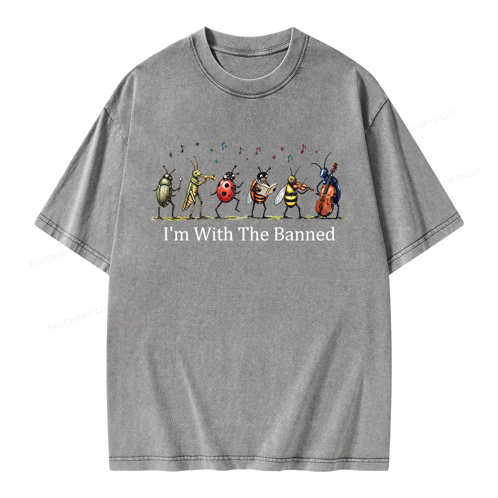 Pagewing I'm With The Banned Unisex Washed T-shirt