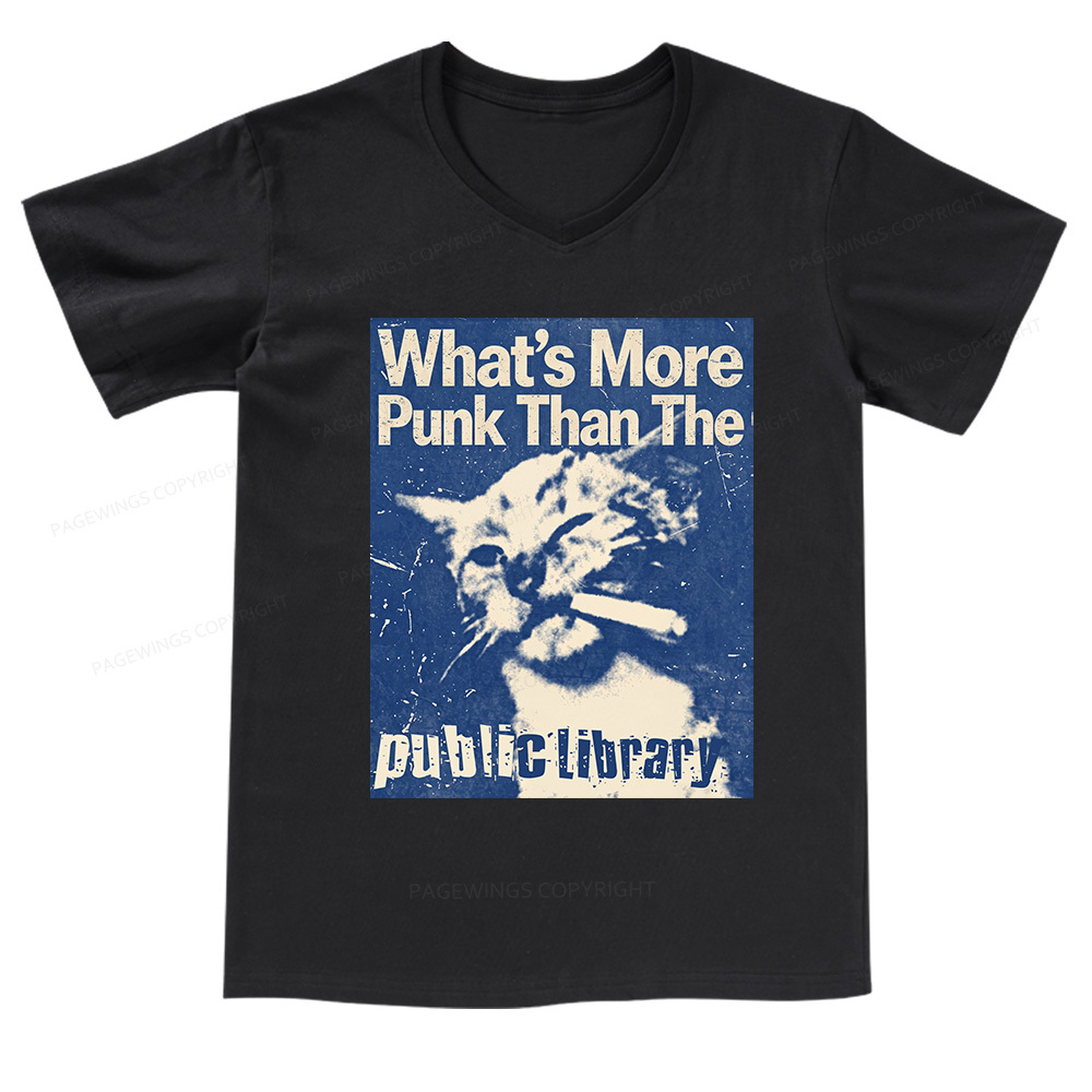 Pagewings What's More Punk Than The Public Library V-neck T-shirt