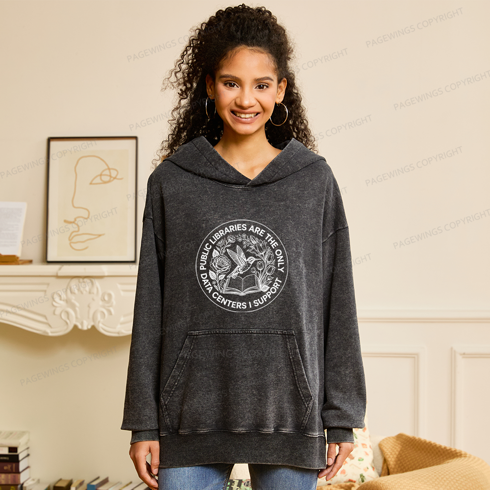 Pagewing Public Libraries16091 Book Unisex Washed Hoodie