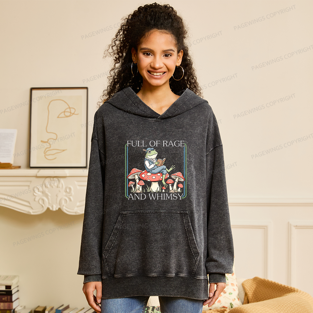 Pagewings Full Of Rage and Whimsy15482 Book Unisex Washed Hoodie