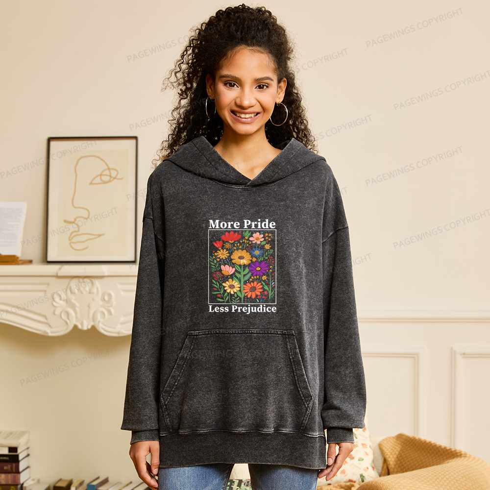 Pagewings More Pride Less Prejudice15752 Book Unisex Washed Hoodie