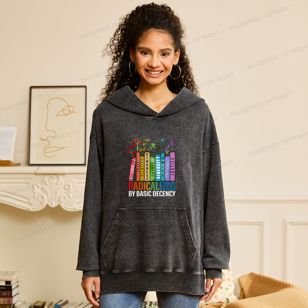 Pagewings Radicalized by Basic Decency14041 Book Unisex Washed Hoodie