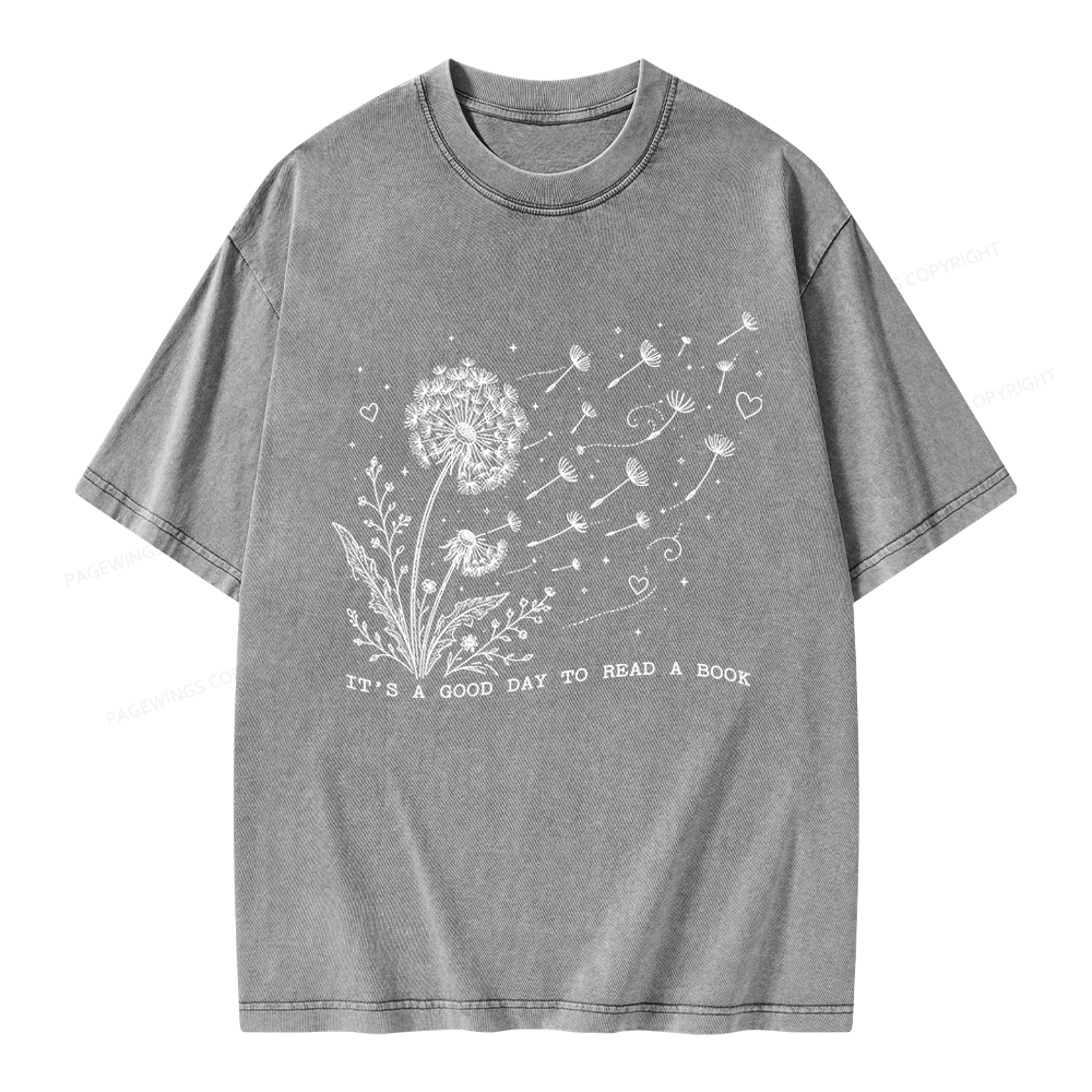 Pagewings It’s a Good Day to Read a Book Unisex Washed T-shirt