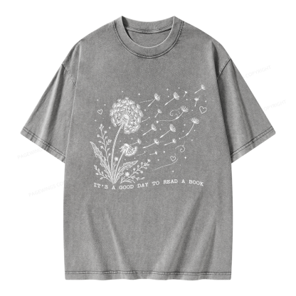 Pagewings It’s a Good Day to Read a Book Unisex Washed T-shirt