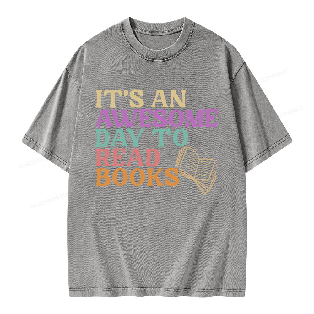 Pagewings Awesome Day To Read A Book Unisex Washed T-shirt