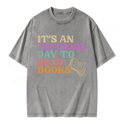 Pagewings Awesome Day To Read A Book Unisex Washed T-shirt