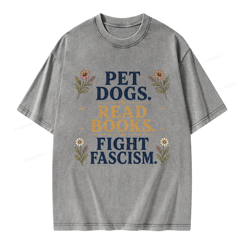 Pagewings Funny Anti Fascism Book Unisex Washed T-shirt