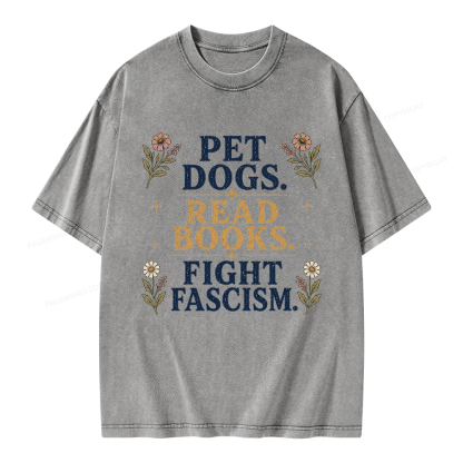Pagewings Funny Anti Fascism Book Unisex Washed T-shirt