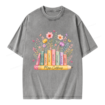 Pagewings Wildflower Books Unisex Washed T-shirt