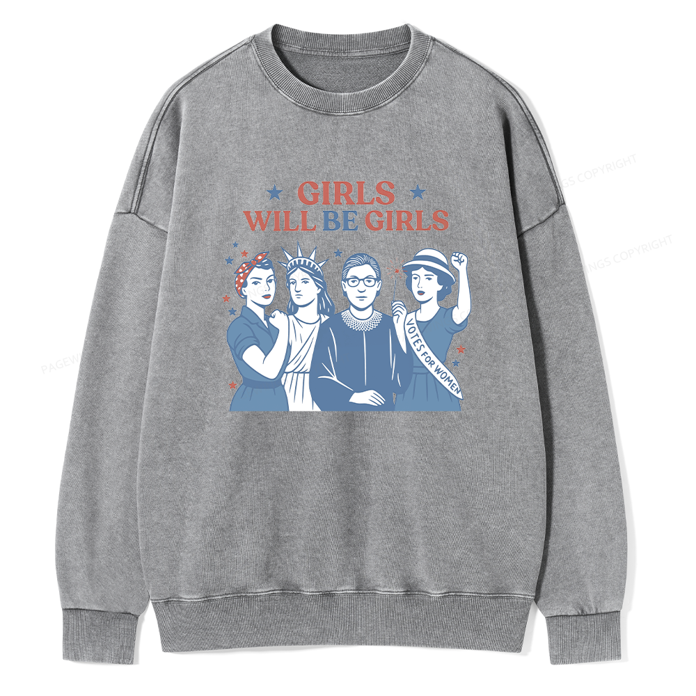 Pagewings Girls Will be Girls15560 Read Unisex Washed Sweatshirt