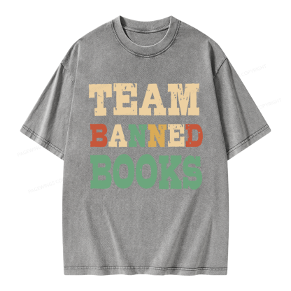 Pagewings Funny Team Banned Books Unisex Washed T-shirt