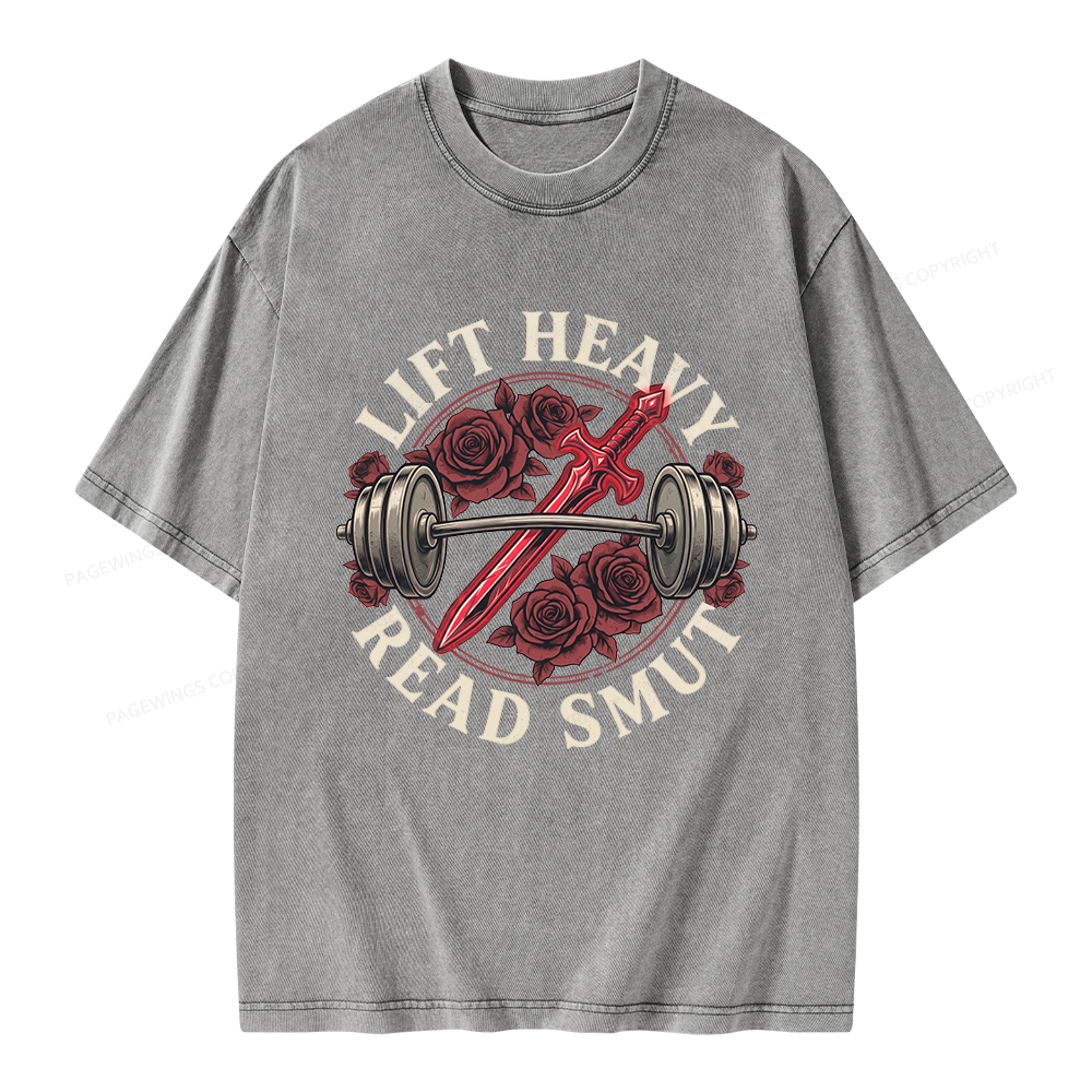 Pagewings Lift Heavy Read Smut Unisex Washed T-shirt
