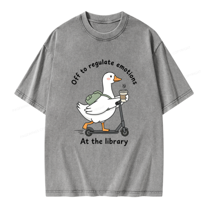 Pagewings Off To Regulate Emotions At The Library Unisex Washed T-shirt