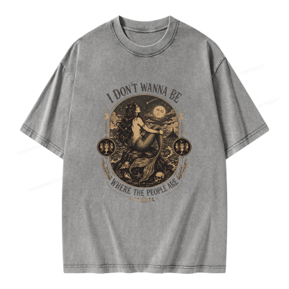 Pagewings I Don't Wanna Be Where The People Are Unisex Washed T-shirt