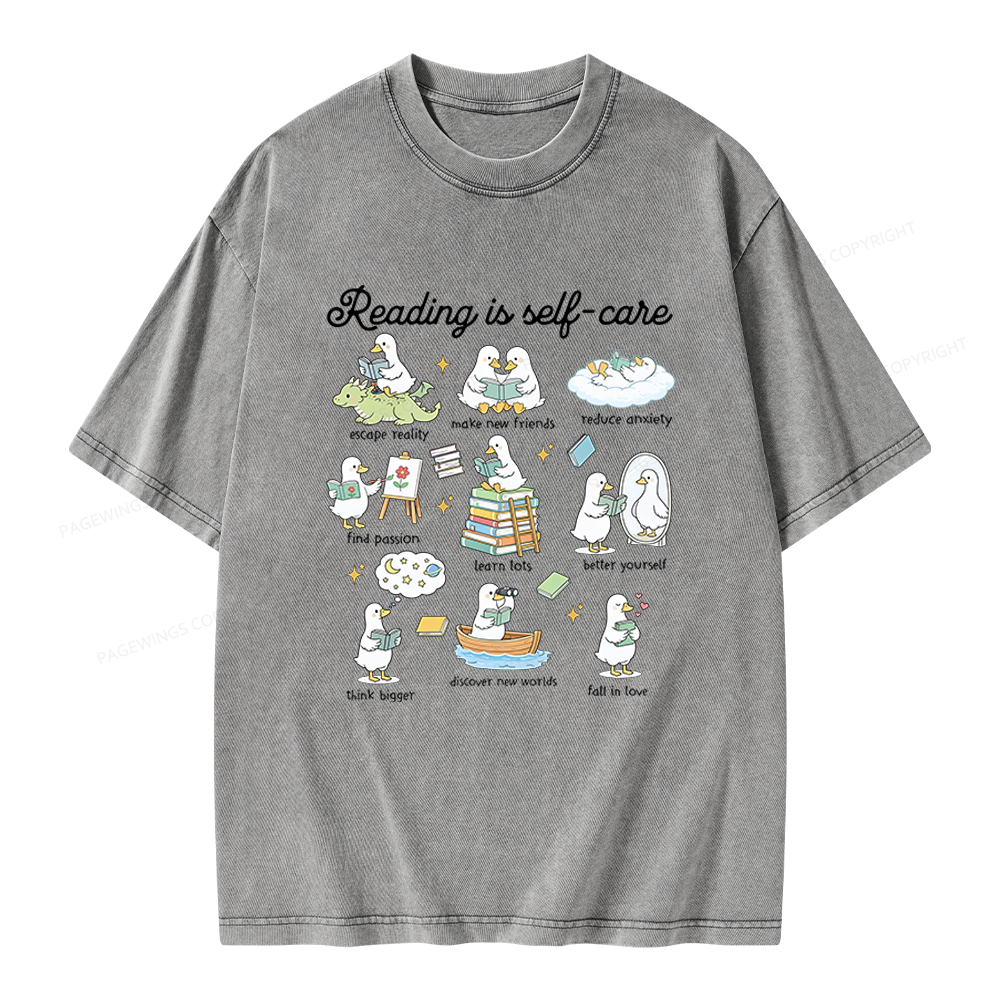 Pagewings Reading Is Self Care Unisex Washed T-shirt