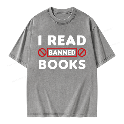 Pagewings I Read Banned Books Unisex Washed T-shirt