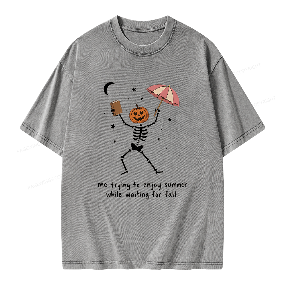 Pagewings Waiting For Fall Unisex Washed T-shirt