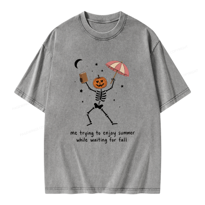 Pagewings Waiting For Fall Unisex Washed T-shirt