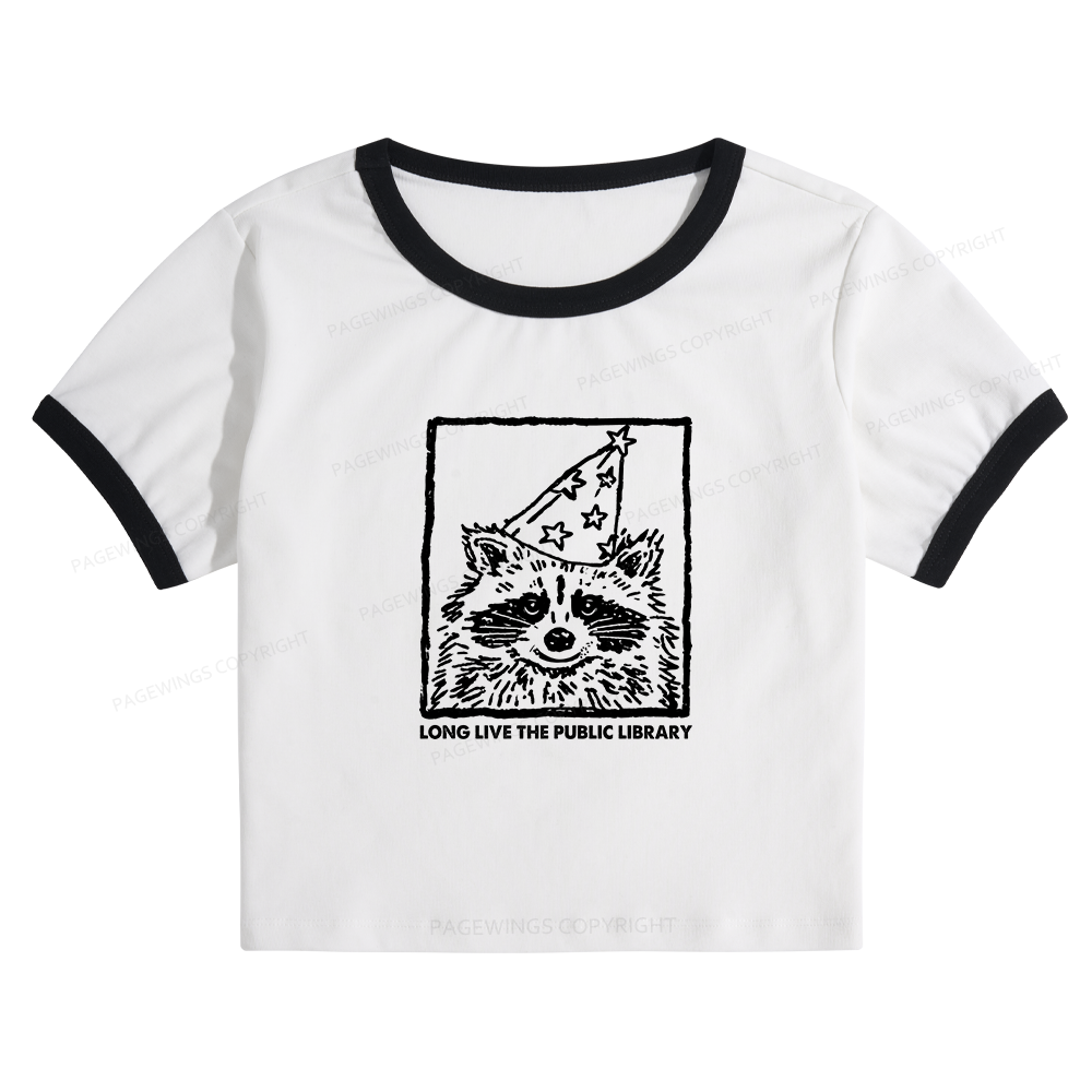 Pagewings Long Live The Public Library14039 Baby Tee Cropped Ringer T-Shirt