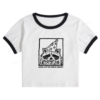 Pagewings Long Live The Public Library14039 Baby Tee Cropped Ringer T-Shirt