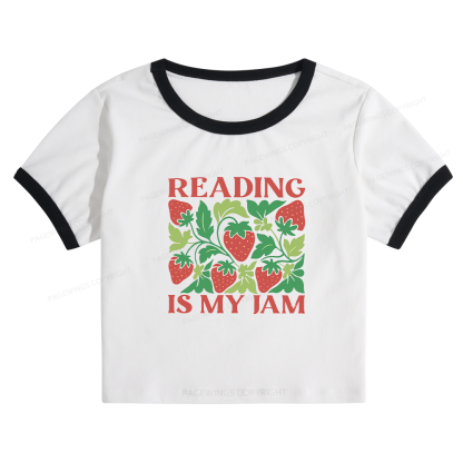 Pagewings Reading Is My Jam15972 Baby Tee Cropped Ringer T-Shirt