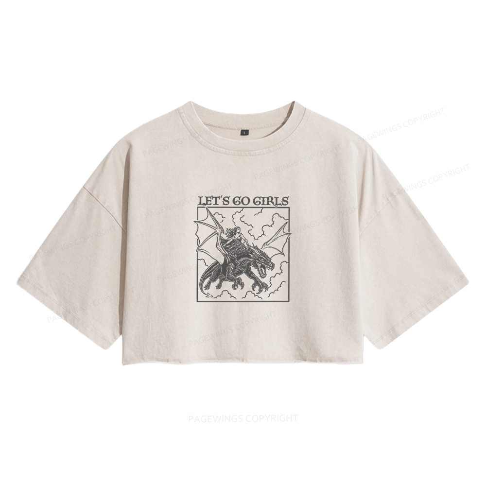 Pagewing Let's Go Girls16145 Read Women's Washed Cropped T-shirt