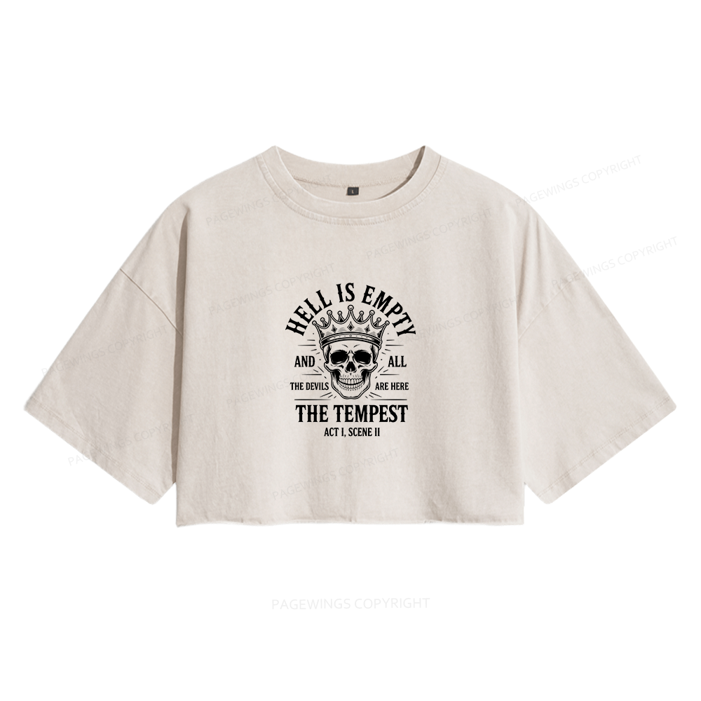 Pagewings Hell is Empty And All The Devils Are Here15698 Read Women's Washed Cropped T-shirt
