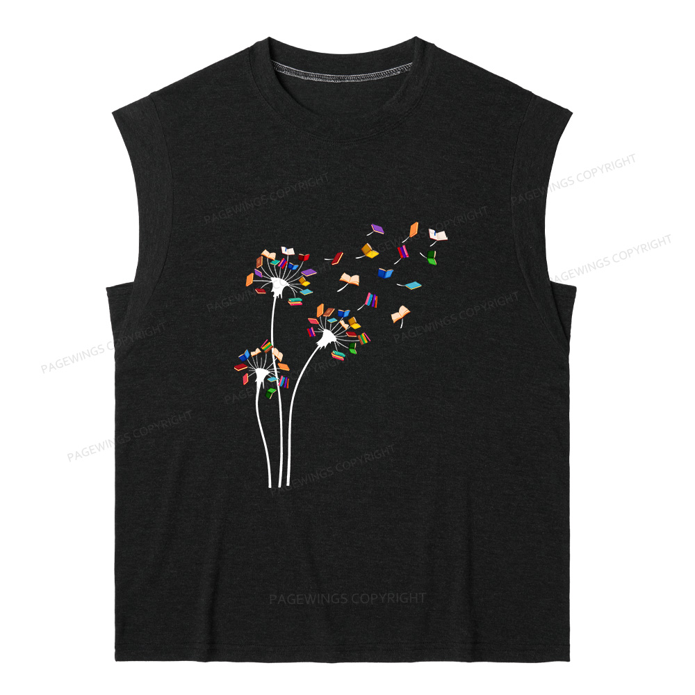 Pagewings Cute Dandelion Books10035 Bookish Women's Heather Tank Top