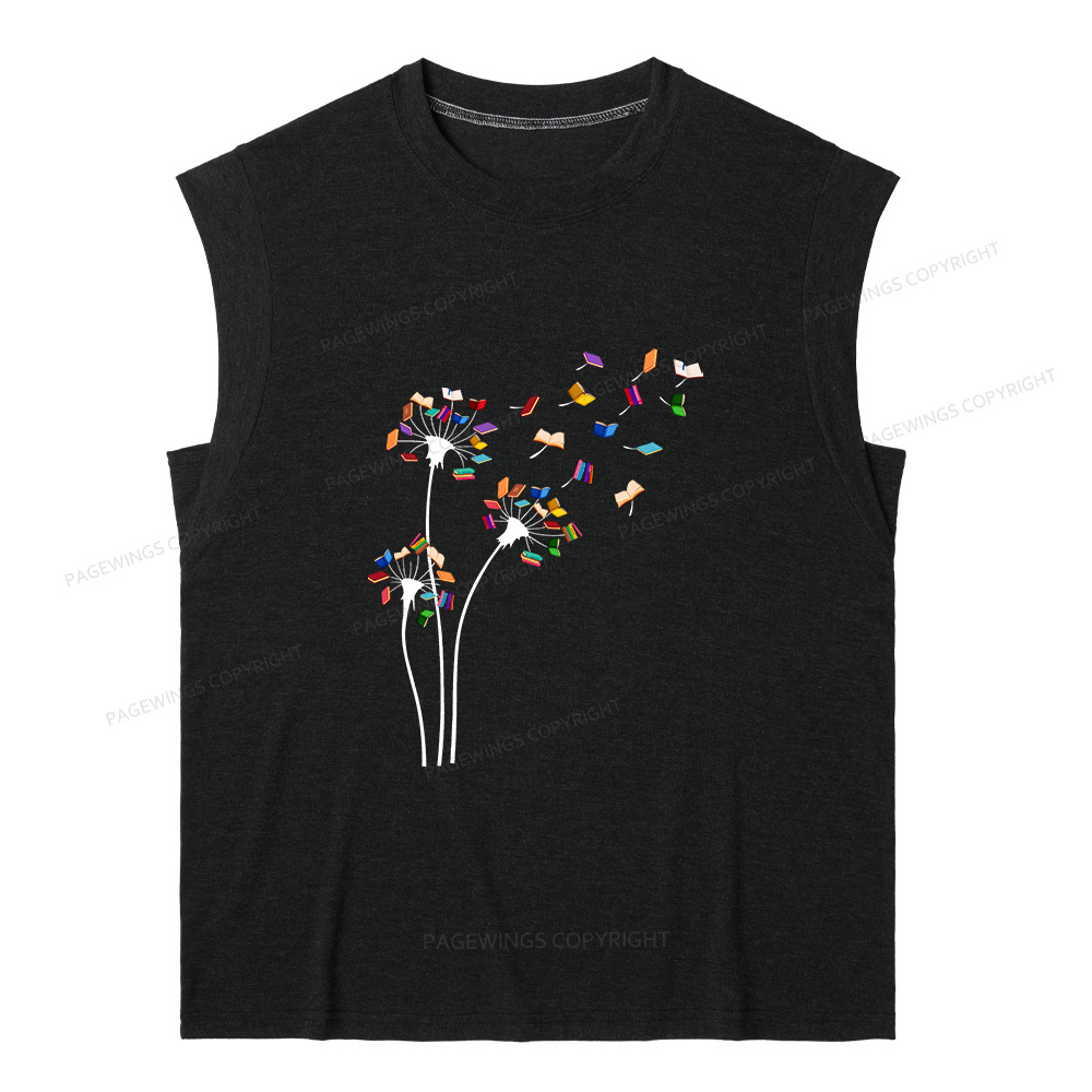 Pagewings Cute Dandelion Books10035 Bookish Women's Heather Tank Top
