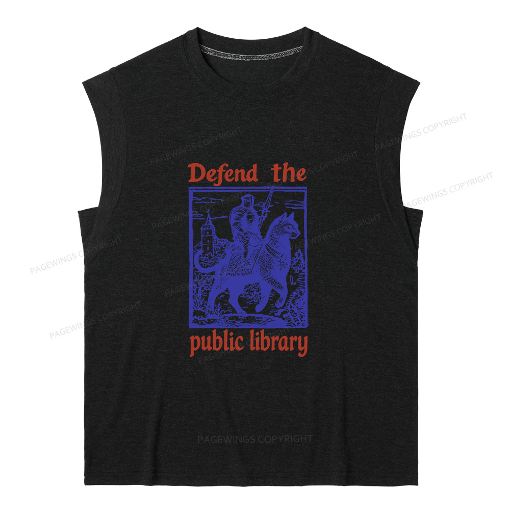 Pagewings Defend the Public Library12732 Bookish Women's Heather Tank Top