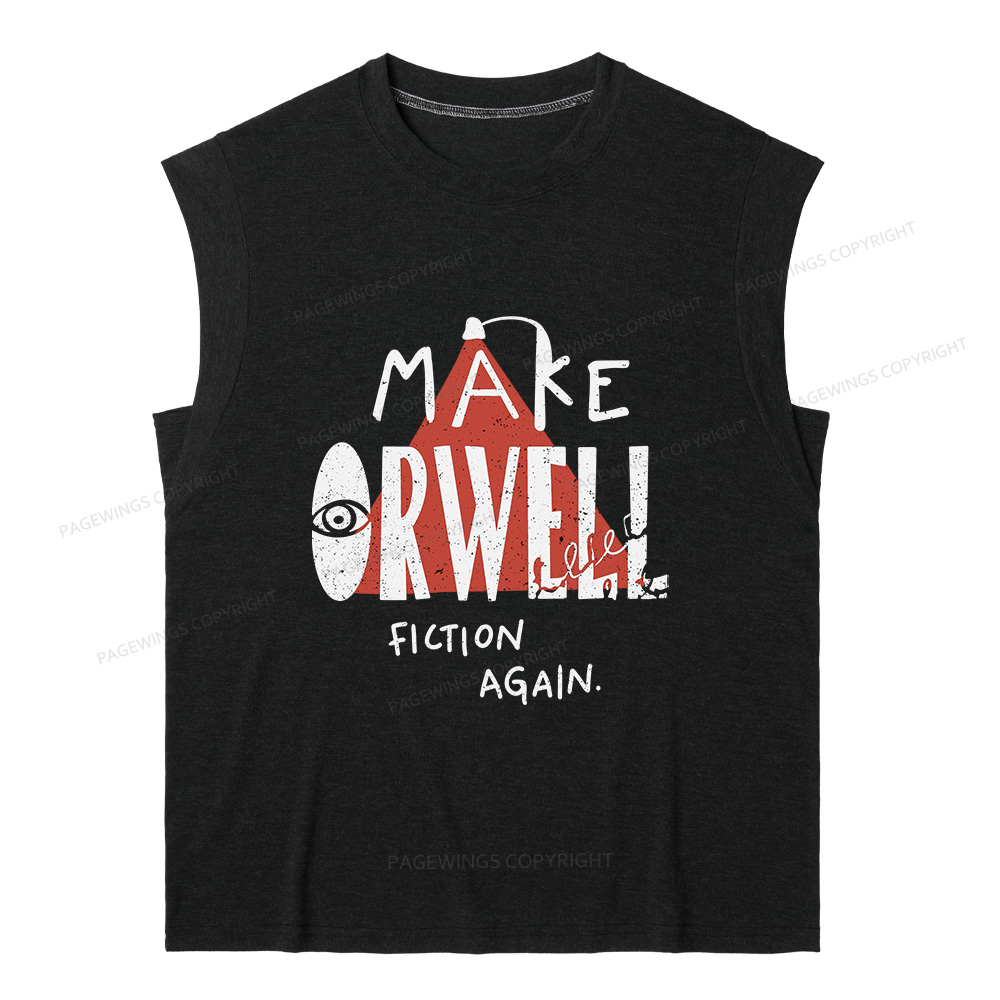 Pagewings Make Orwell Fiction Again10207 Bookish Women's Heather Tank Top