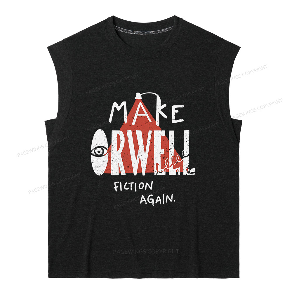 Pagewings Make Orwell Fiction Again10207 Bookish Women's Heather Tank Top