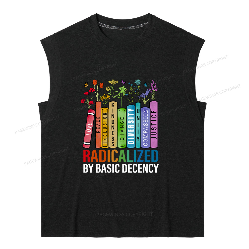 Pagewings Radicalized by Basic Decency14041 Bookish Women's Heather Tank Top