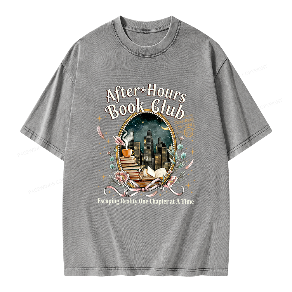 Pagewings After‑Hours Book Club Unisex Washed T-shirt