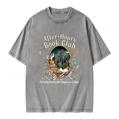 Pagewings After‑Hours Book Club Unisex Washed T-shirt