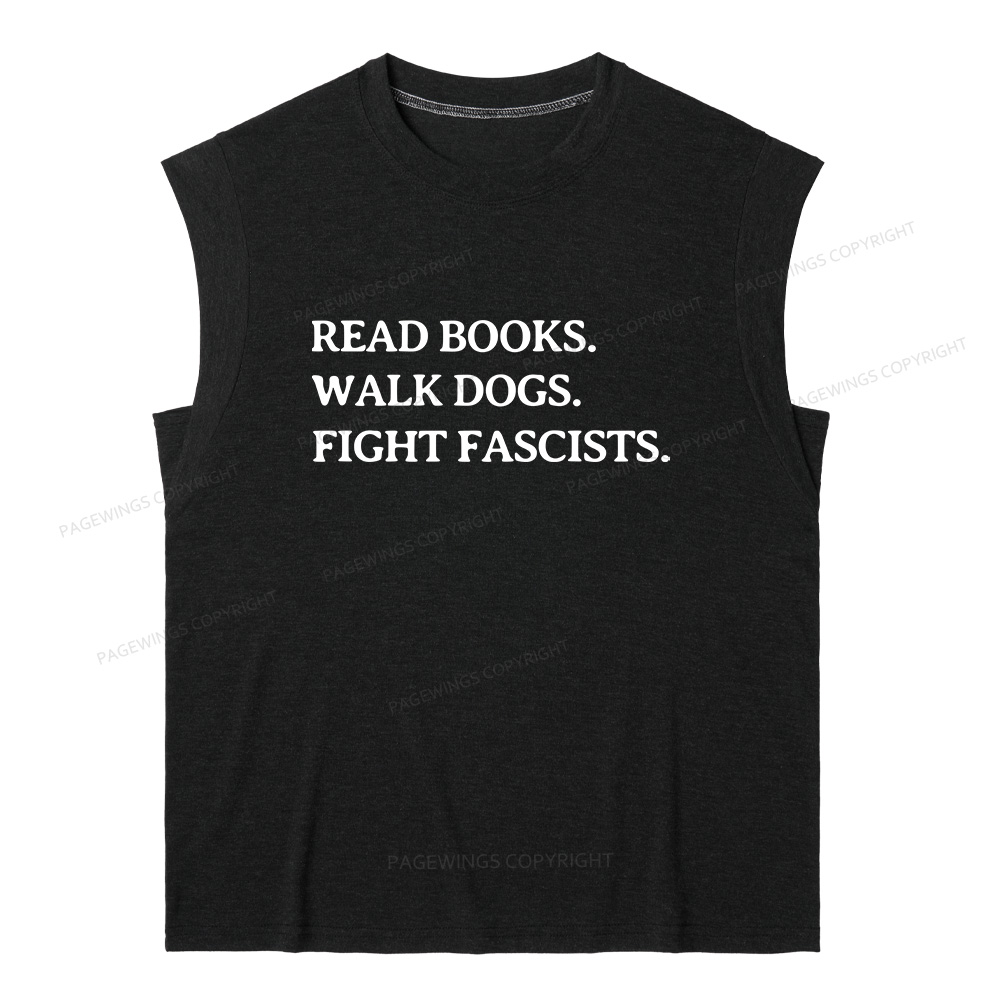 Pagewings Read Books Walk Dogs And Fight13236 Bookish Women's Heather Tank Top