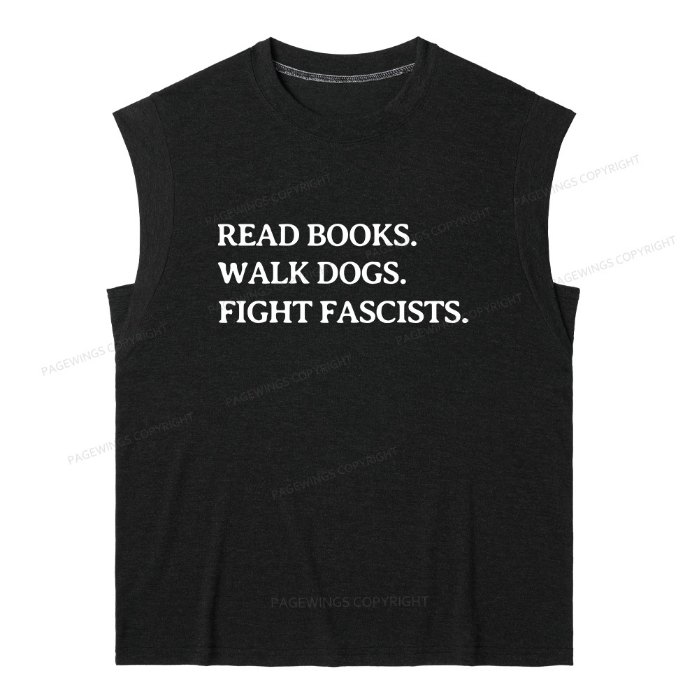 Pagewings Read Books Walk Dogs And Fight13236 Bookish Women's Heather Tank Top