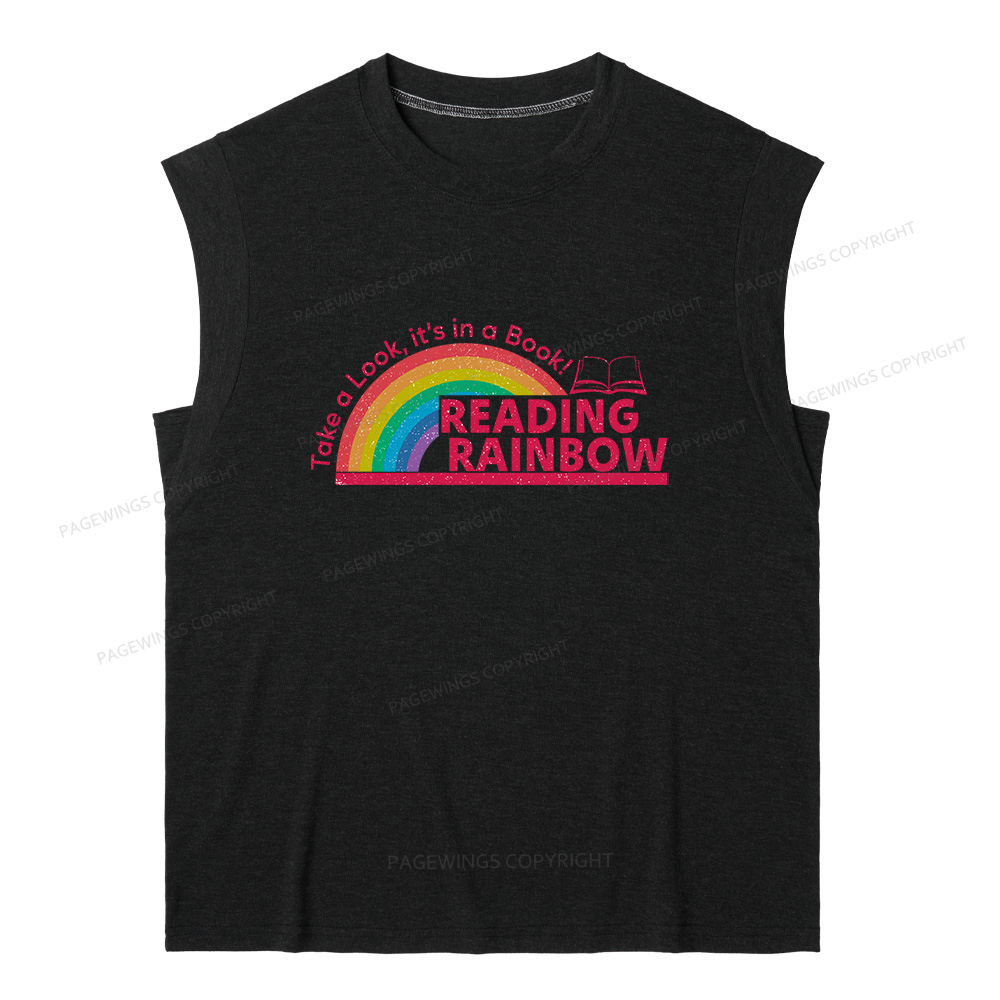 Pagewings Reading With Rainbow11479 Bookish Women's Heather Tank Top