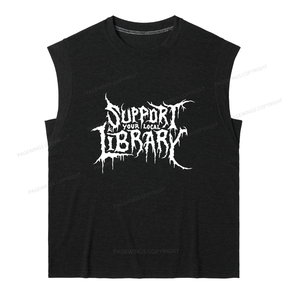 Pagewings Support Your Local Library 11432 Bookish Women's Heather Tank Top