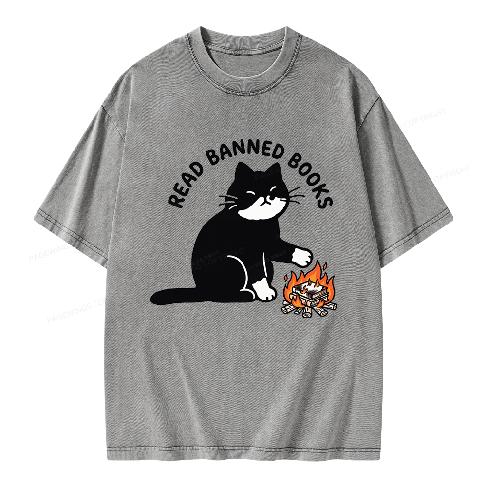 Pagewings Read Banned Books Unisex Washed T-shirt