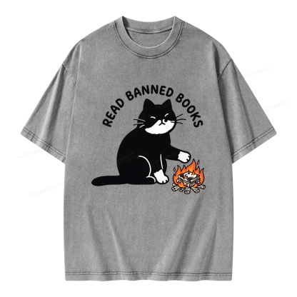 Pagewings Read Banned Books Unisex Washed T-shirt