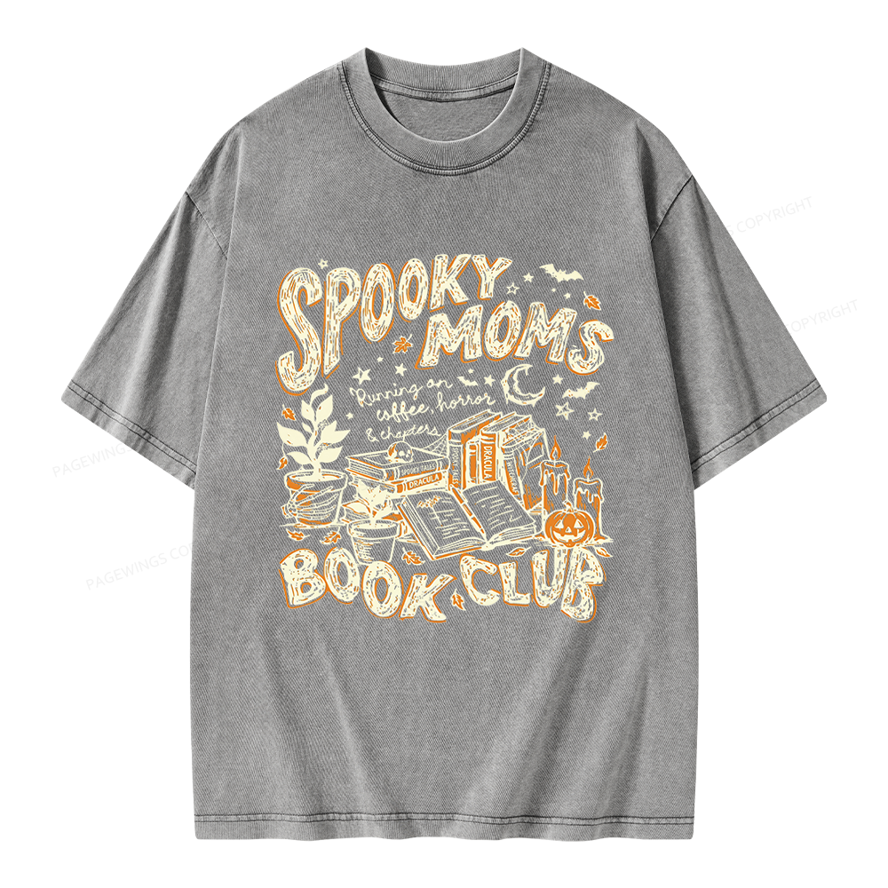 Pagewings Spooky Moms Book Club Unisex Washed T-shirt