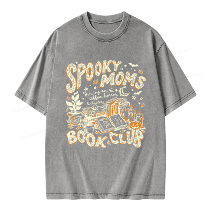 Pagewings Spooky Moms Book Club Unisex Washed T-shirt