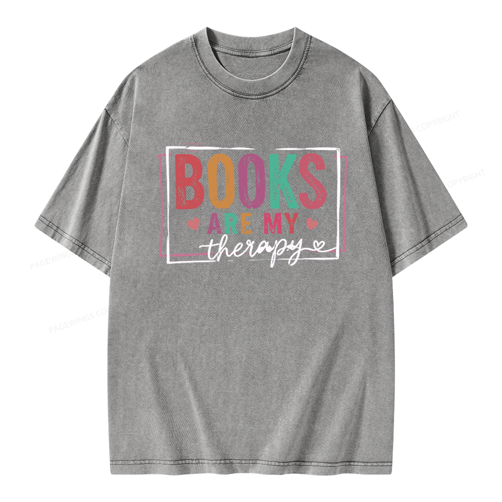 Pagewings Books Are My Therapy Unisex Washed T-shirt