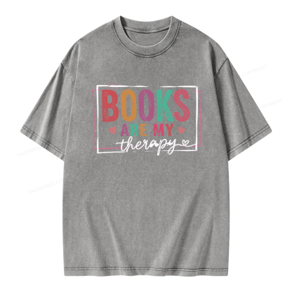 Pagewings Books Are My Therapy Unisex Washed T-shirt