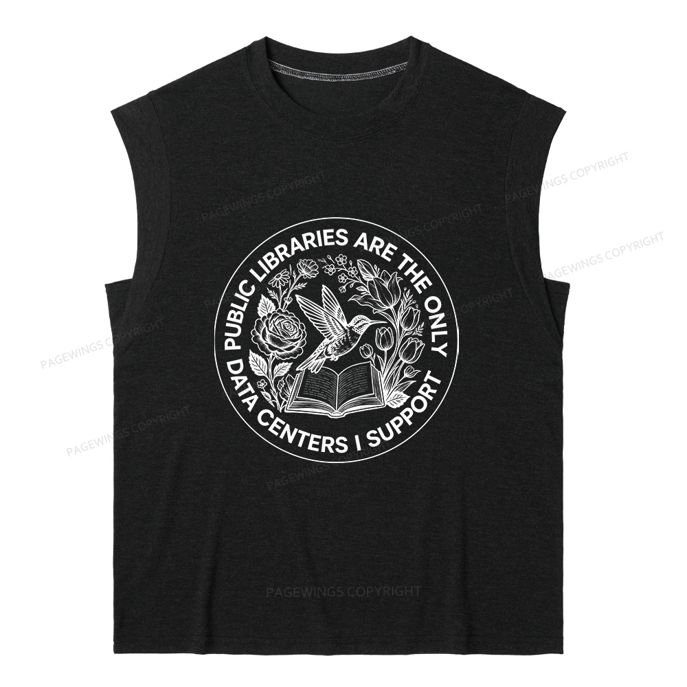 Pagewing Public Libraries are the only Data Centers I Support 16091 Bookish Women's Heather Tank Top