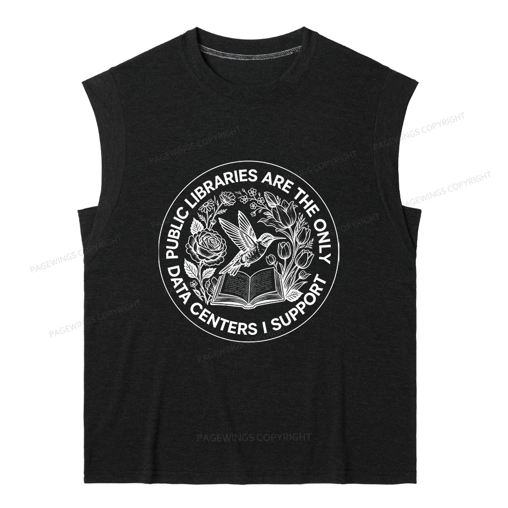 Pagewing Public Libraries are the only Data Centers I Support 16091 Bookish Women's Heather Tank Top